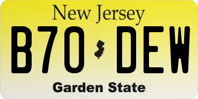 NJ license plate B70DEW
