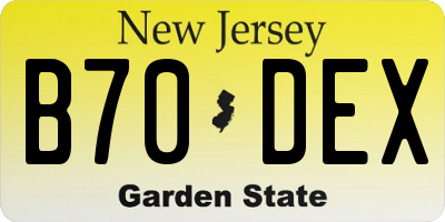NJ license plate B70DEX