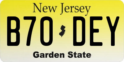 NJ license plate B70DEY