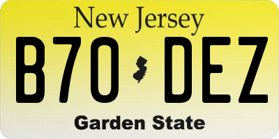 NJ license plate B70DEZ