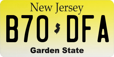 NJ license plate B70DFA