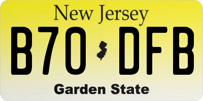 NJ license plate B70DFB