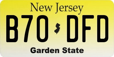 NJ license plate B70DFD