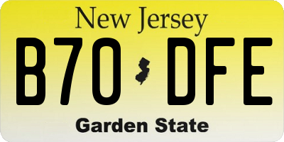 NJ license plate B70DFE