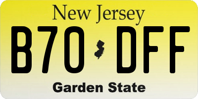 NJ license plate B70DFF