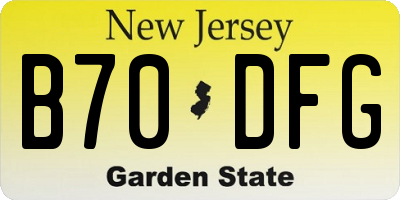 NJ license plate B70DFG