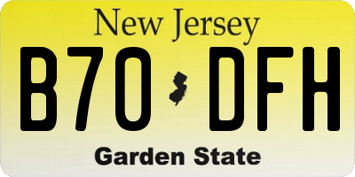 NJ license plate B70DFH