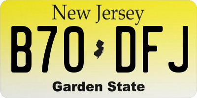 NJ license plate B70DFJ