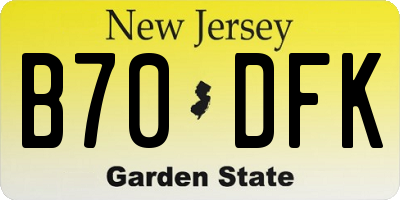 NJ license plate B70DFK