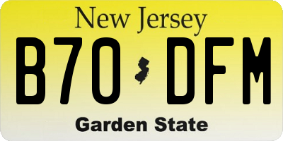 NJ license plate B70DFM