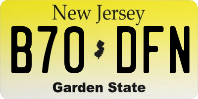 NJ license plate B70DFN