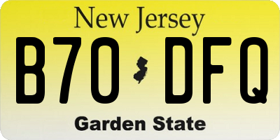 NJ license plate B70DFQ