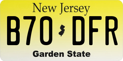 NJ license plate B70DFR