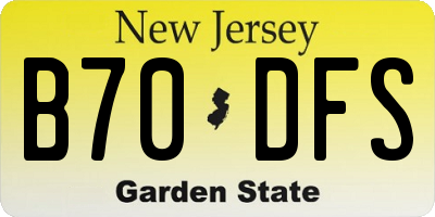 NJ license plate B70DFS