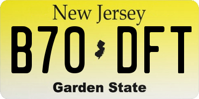 NJ license plate B70DFT