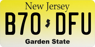 NJ license plate B70DFU