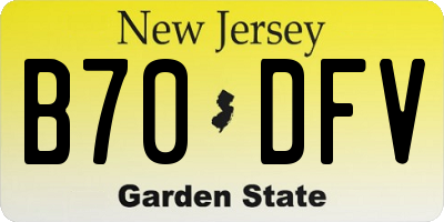 NJ license plate B70DFV