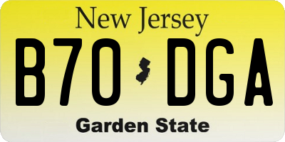 NJ license plate B70DGA