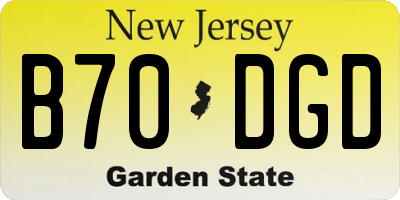 NJ license plate B70DGD