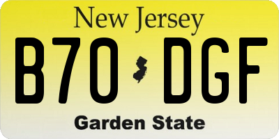 NJ license plate B70DGF