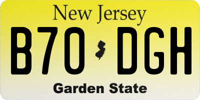 NJ license plate B70DGH