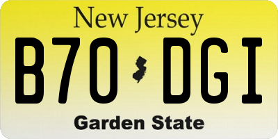 NJ license plate B70DGI