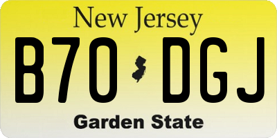 NJ license plate B70DGJ