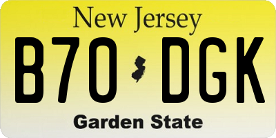 NJ license plate B70DGK