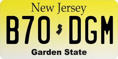 NJ license plate B70DGM
