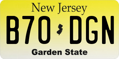 NJ license plate B70DGN