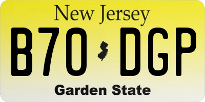 NJ license plate B70DGP