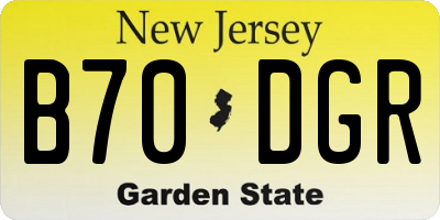 NJ license plate B70DGR