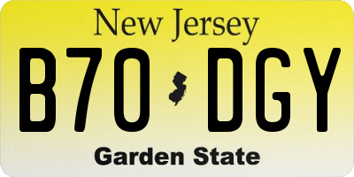 NJ license plate B70DGY