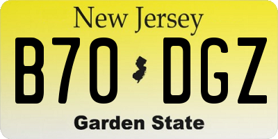 NJ license plate B70DGZ