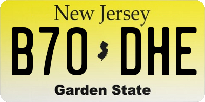 NJ license plate B70DHE