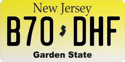 NJ license plate B70DHF