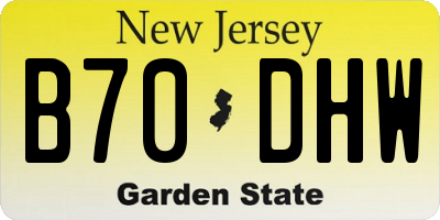 NJ license plate B70DHW