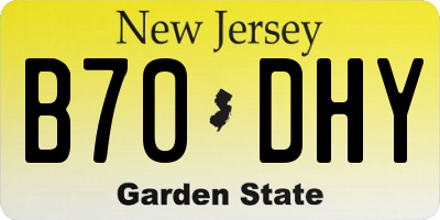 NJ license plate B70DHY