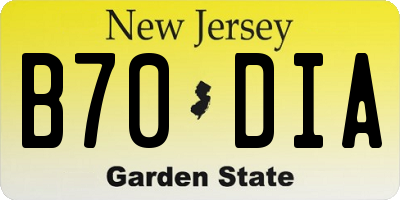NJ license plate B70DIA
