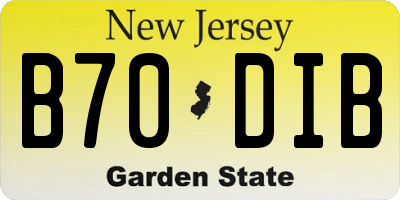 NJ license plate B70DIB