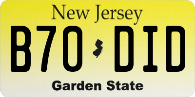 NJ license plate B70DID
