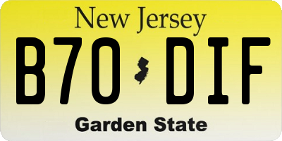 NJ license plate B70DIF