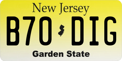 NJ license plate B70DIG