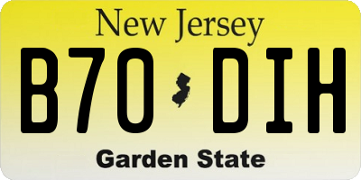 NJ license plate B70DIH