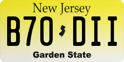 NJ license plate B70DII