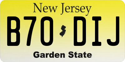 NJ license plate B70DIJ