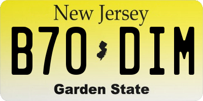 NJ license plate B70DIM