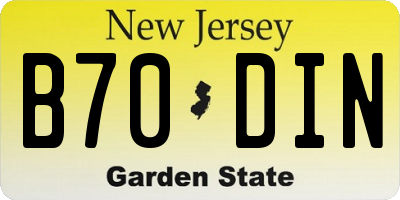 NJ license plate B70DIN