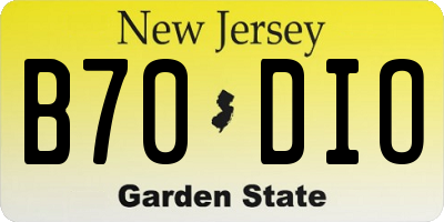 NJ license plate B70DIO