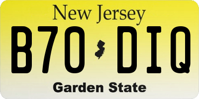NJ license plate B70DIQ